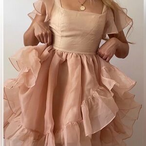 Elegant Peach Ruffle Dress